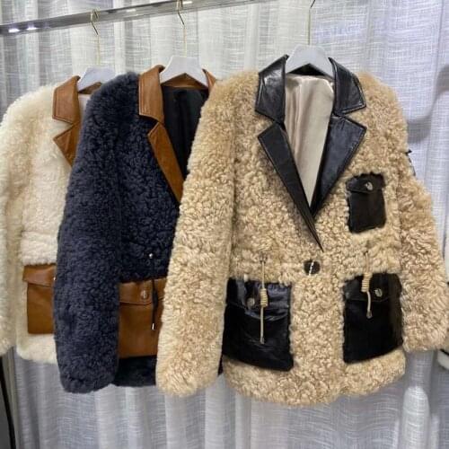 Winter Coat Women 2021 New Short Style Casual Natural Real Sheep Fur Clothes Genuine Leather Collar Female Jacket Warm Fn0040