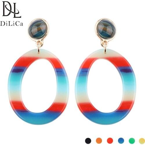 DiLiCa Korean Trendy Dangle Earrings for Women Geometric Statement Earring Female Costume Jewelry Resin Earrings oorringen