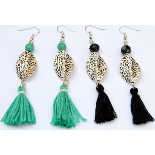 1Pair Bohemia Style Tassel Women Earrings Finding Colorful Beads Drop Pendientes Handcraft Jewelry E975/E976