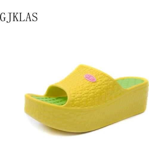 Platform Heels Outdoor Slippers Women Shoes Casual Summer Wedges Shoes for Women Chunky Heels Slippers Yellow Platform Sandals