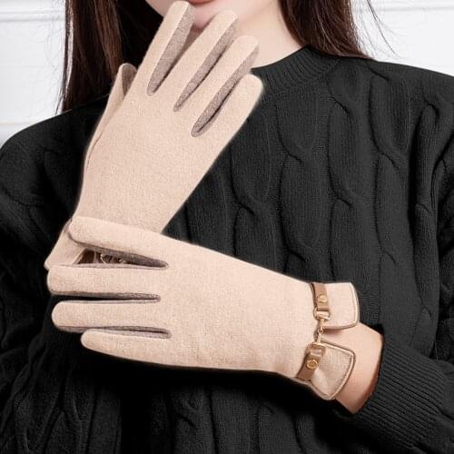 Women Winter Keep Warm Touch Screen Plus Velvet Inside Thicken Elegant Style Gloves Female Fashion Cashmere Cycling Elasticity