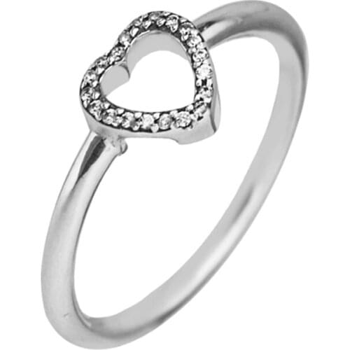 100% 925 Sterling Silver Rings for Women Clear CZ Puzzle Heart Frame Ring Original Jewelry Party Gift Bague Femme anillos