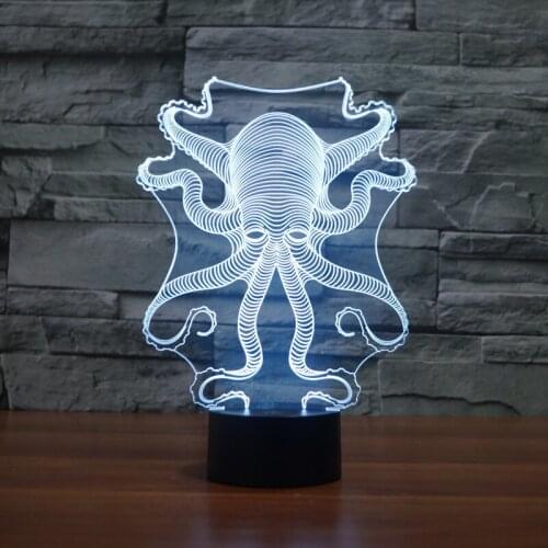 2017 Octopus shape 3D optical touch USB LED lamp 7 Colors creative Changing Atmosphere cool toys