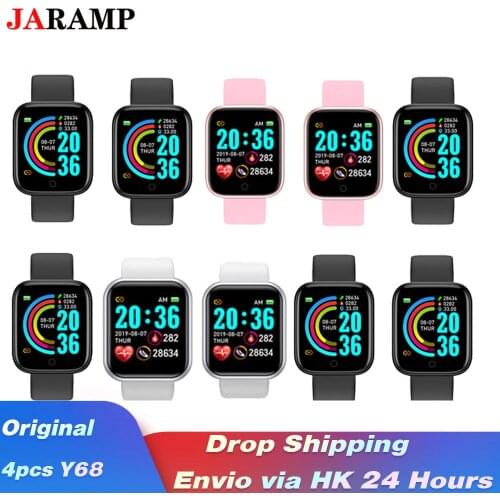 4PCS 10PC Y68 D20 Smart Watch Custom Faces Men Women Fitness Tracker Heart Rate Blood Pressure D20 Sport Watch Android IOS Phone