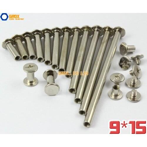 50 Pieces 9 x 15mm Nickel Plated Chicago Screw Stud Rivet Belt Strap Fastener (5mm Shank Diameter)