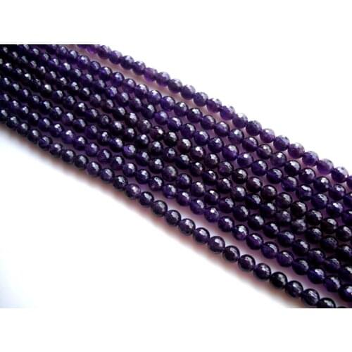 AAA Natural Amethyst Faceted Round shape 8mm Loose Beads For Jewelry Making DIY Bracelet Necklace Earrings