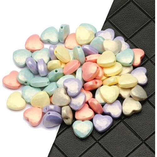 Mixed Color Acrylic Charm Love Heart Spacer Beads For Jewelry Making DIY Handmade Necklace Bracelet Accessories 11mm