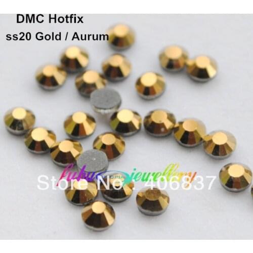 Free Shipping! 1440pcs/Lot, ss20 (4.8-5.0mm) High Quality DMC Gold / Aurum On Rhinestones / Hot fix Rhinestones