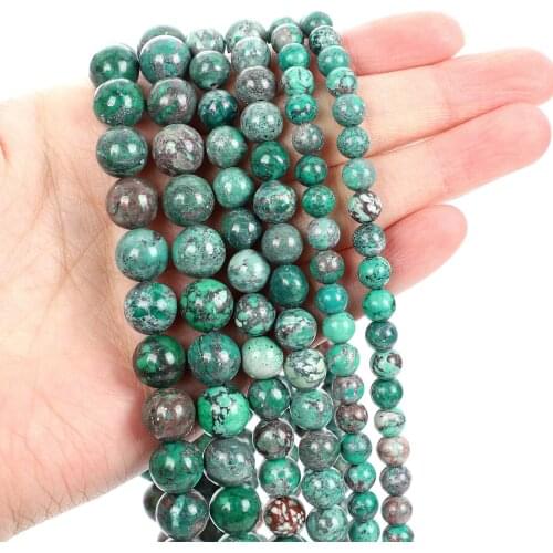 Natural Stone Beads Teal Emperor Pine Charm Round Loose Beads for Jewelry Making Needlework Bracelet DIY 4-12 MM