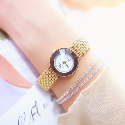 Womens Time Rhinestone Watch Women Bracelet Watches Luxury Brand Female Ladies Watch Yellow Gold Souvenirs and Gifts