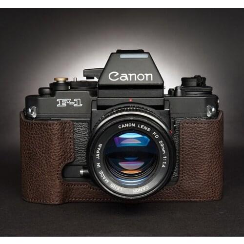 Design For Canon NEW F1 Old F1 Camera Handmade Genuine Leather Camera case Half Cover Bag