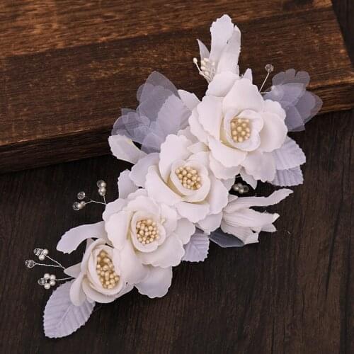Flower Headdress Side Hairpin Wedding Headdress Hairpin Handmade Stamen Hairpin With Accessories