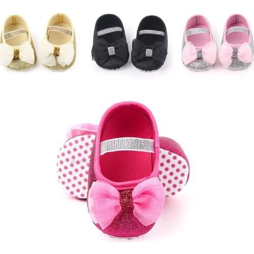 Baby Cute Bowknot Princess Shoes Newborn Soft Sole Anti-slip Party Shoe Toddler Children Girls Bresthable Colorful First Walker
