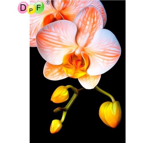 DPF DIY Diamond Embroidery crafts black Background Flower 5D full Round Diamond Painting Magic Cube Cross Stitch Mosaic Decor