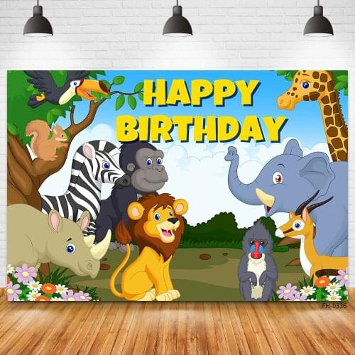 Custom Name Tropical Leaves Wild Animal Safari Party Backdrop Baby Shower Child Birthday Photography Background For Photo Studio