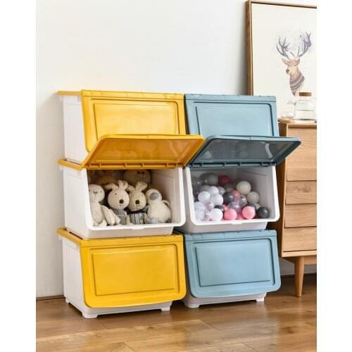 Sealed storage large storage box side cover plastic childrens toy storage box stacked storage box load-bearing reinforced snack
