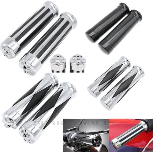 1" Chrome Zombie Skull Rubber Hand Grips Throttle Sleeve Tube For Harley Honda Kawasaki Suzuki Yamaha Cruiser Chopper Custom