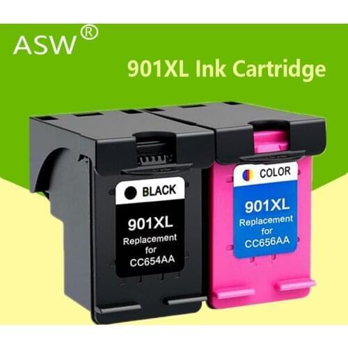 ASW 2Pcs 901XL Cartridge Compatible for hp 901 xl hp901 Ink Cartridge for Officejet 4500 J4500 J4540 J4550 J4580 J4680 printer
