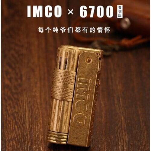Austria IMCO Kerosene Lighter Brass Old Style Nostalgic Windproof Retro Personality Creative Lighter Suitable for Collection