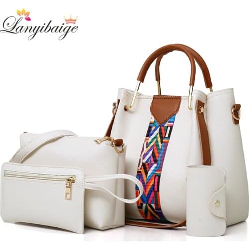 4-piece Set Women Handbag Purses And Handbags Casual Shoulder Crossbody Bags for Women 2021 New PU Leather Handbags Tote Bag