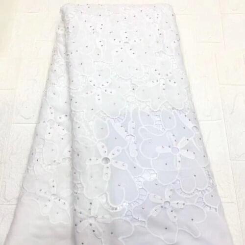 Best Quality White Color African Nigerian Lace Fabric Velvet Embroidery Party Dress New French Guipure