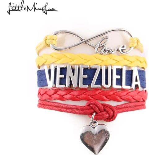 Little MingLou Infinity love venezuela Bracelet heart charm wrap men bracelets & bangles for women country hometown cheer gift