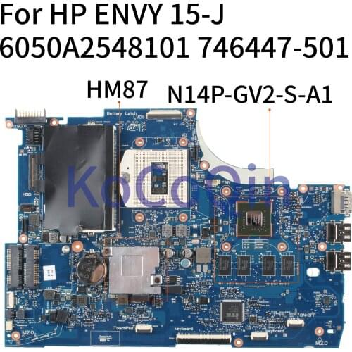 KoCoQin Laptop motherboard For HP ENVY 15 15-J N14P-GV2-S-A1 Mainboard 746447-001 746447-501 746447-601 6050A2548101