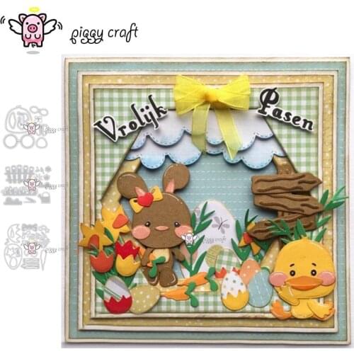 Piggy Craft metal cutting dies cut die mold Chick easter eggs flowers Scrapbook paper craft knife mould blade punch stencils die