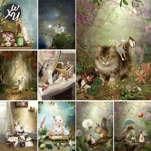Cute Cat 5D Diamond Painting Kits for Adult Animal Diamond Cross Stitch Forest Diamond Mosaic Fantasy Accessories for Home Decor