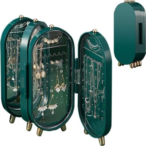 Desktop Jewelry Storage Box Earrings Display Stand Bracelet Necklace Organizer Foldable Portable Plastic Box Cosmetics Organizer