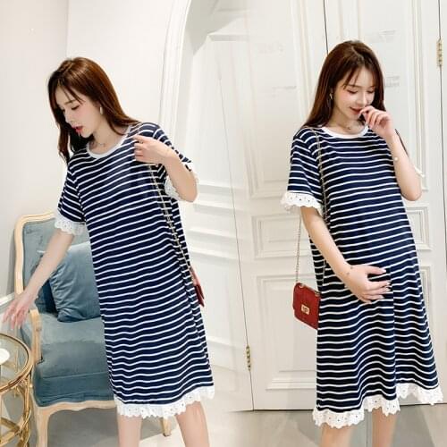Maternity Clothes Dress Summer Fashion Pregnancy Clothes Round Neck Stretch Slim Women Maternity Clothes Maternity Dresses