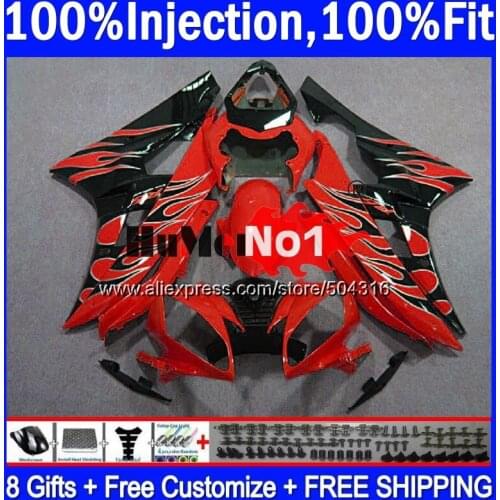 OEM For YAMAHA YZF R 6 YZF 600 YZF-600 Red&flames 7MC.67 YZF R6 06-07 600CC YZF600 YZF-R6 2006 2007 YZFR6 06 07 OEM Fairings