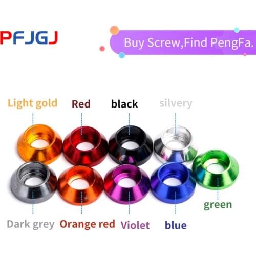 Peng Fa 10pcs M6 Colorful Aluminum washer Gasket washers for motorcycle modification and decoration license plate Decorative