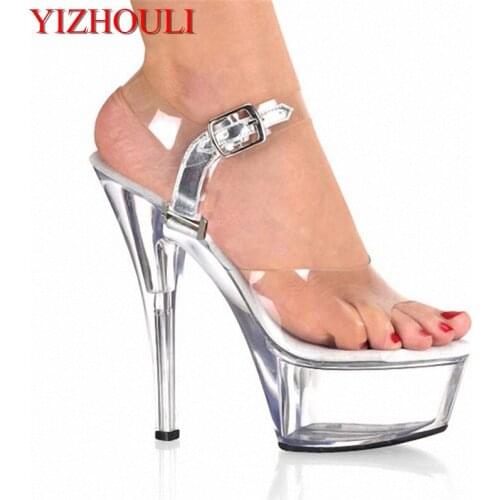 Europe and the former single star love shows sexy 15cm thick waterproof Taiwan super high heels shoes on fish mouth shoes