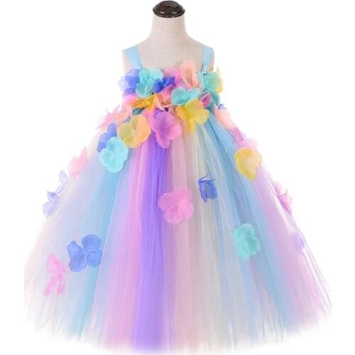 Flower Girl Tutu Dress for Wedding Pageant Long Dresses for Girls Princess Flowers Costume Kids Girl Carnival Birthday Gifts