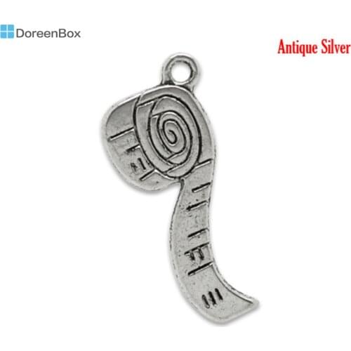 50 PCs Doreen Box Lovely Tape Measure Charms Pendants Silver Color For DIY Jewelry Making Accessories 27x12mm, Hole: 2mm