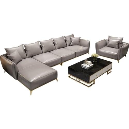 Post-Modern Light Luxury Sythetic Leather Sofa Sofa European-Style Villa Sofa couch