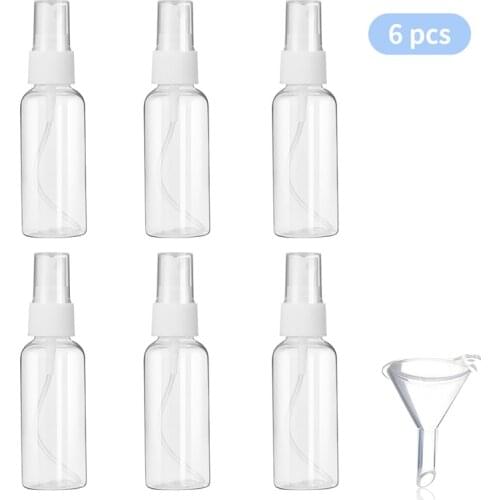 DUcare 6PCS Transparent Empty Spray Bottles 50ml Plastic Mini Refillable Container Empty Cosmetic Containers