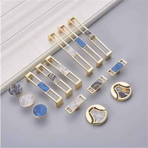 Nordic Marble Shell Cabinet Handle Knobs Cupboard Drawer And Wardrobe Pulls Kitchen Knobs Furniture Hardware 96mm 128mm