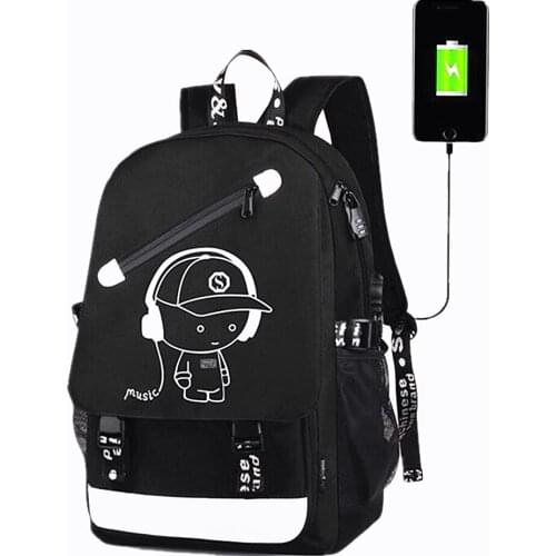 FIRECLUB Men Women 18 inch Laptop Backpack Waterproof Teenager Student Cartoon School Daypacks USB Charging Business Travel Bag