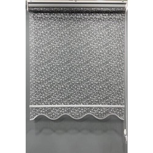 Gray Double Mechanism Tulle and Roller Blind