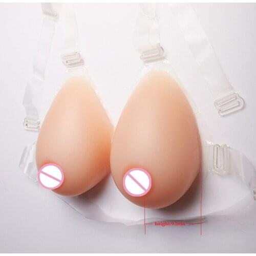 Silicone Breast Form 1400g/pair D E Cup Artificial Teardrop with Strap for Transgender Cross Dressers