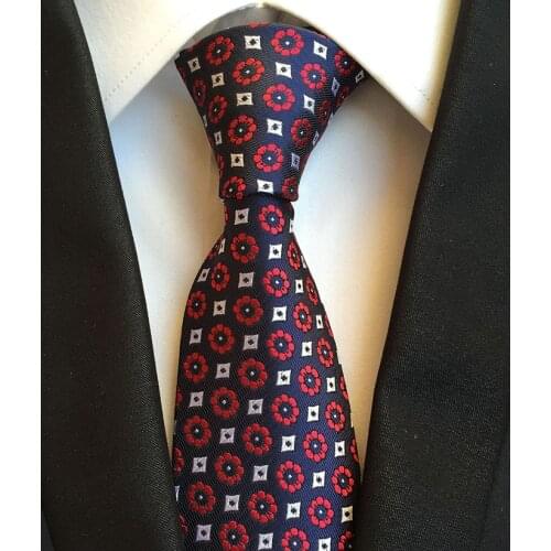 SKng Brand New Polka Dots Red Yellow White Ties For Men Jacquard Woven Silk Neck Tie Suit For Formal Party Wedding Gravatas