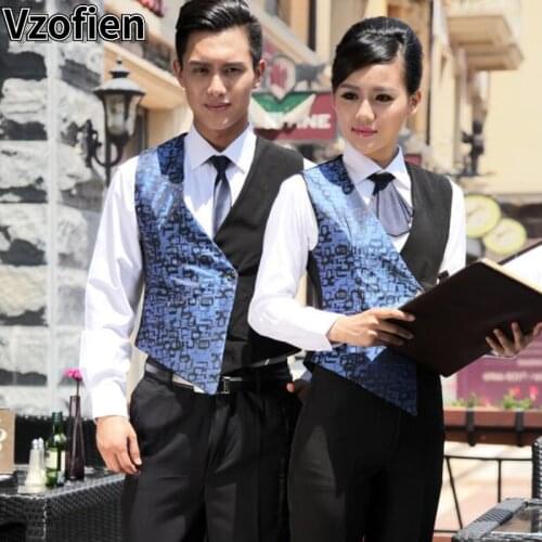 Hotel Teahouse Restaurant Waiter Uniforms KTV Nightclub Bar Work Wear Vest Women Men Hotel Cafeteria Uniform Waiter Overalls