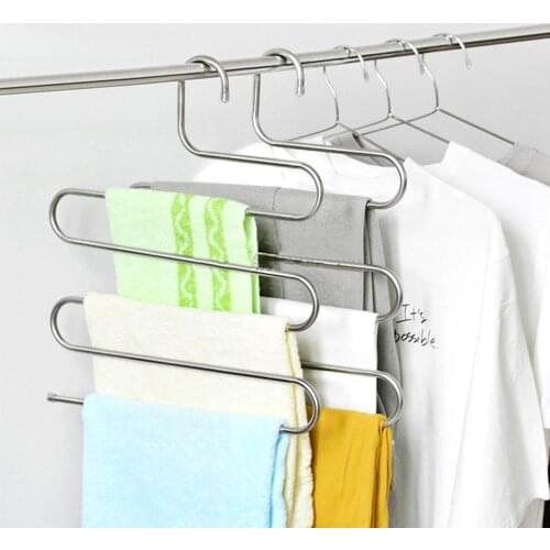 1PC 5 Layers S Shape Clothes Hangers Pants Storage Hangers Cloth Rack Multilayer Storage Closet Organizer