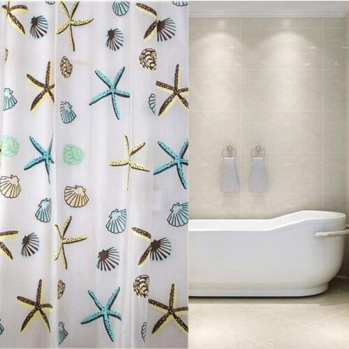 Waterproof Shower Curtain Bathroom Curtain Shell Starfish Pattern Bathtub Bathing Cover Modern Style Household Accessories
