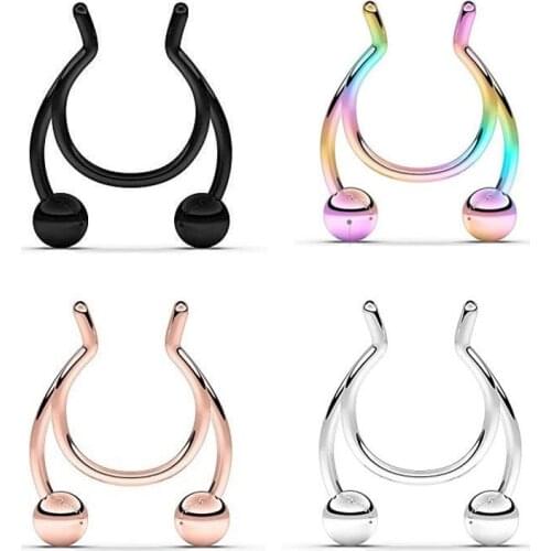 1pcs 2020 New Fake Nose Ring Stud New Nose Clip Medical Stainless Steel Hot Sale Nasal Septum False Nose Ring Piercing Jewelry