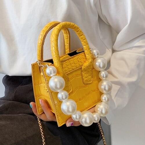 Pearl Super Mini Tote Bag 2021 Spring Fashion New High-quality PU Leather Womens Designer Handbag Chain Shoulder Messenger Bag