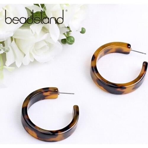 Beadsland Acetic Acrylic Hoop Earrings Fashion Office Career Semicircular Design Women Girls Dancing Party Christmas Gift 39929