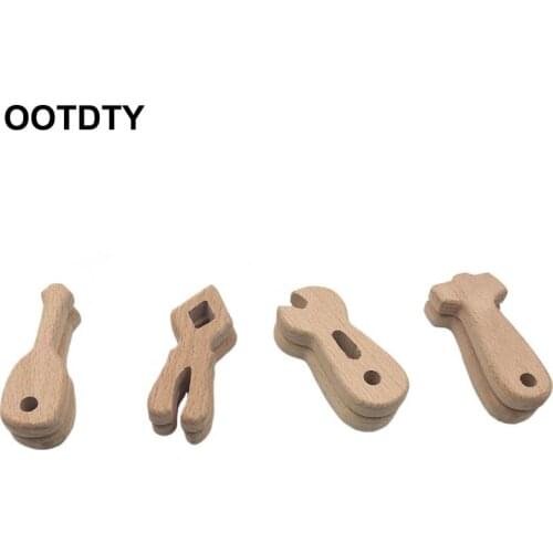 1 Set Baby Wooden Toy DIY Beech Bracelet For Children Creative Nordic Wrench Tool Shape Teething Chew Toys